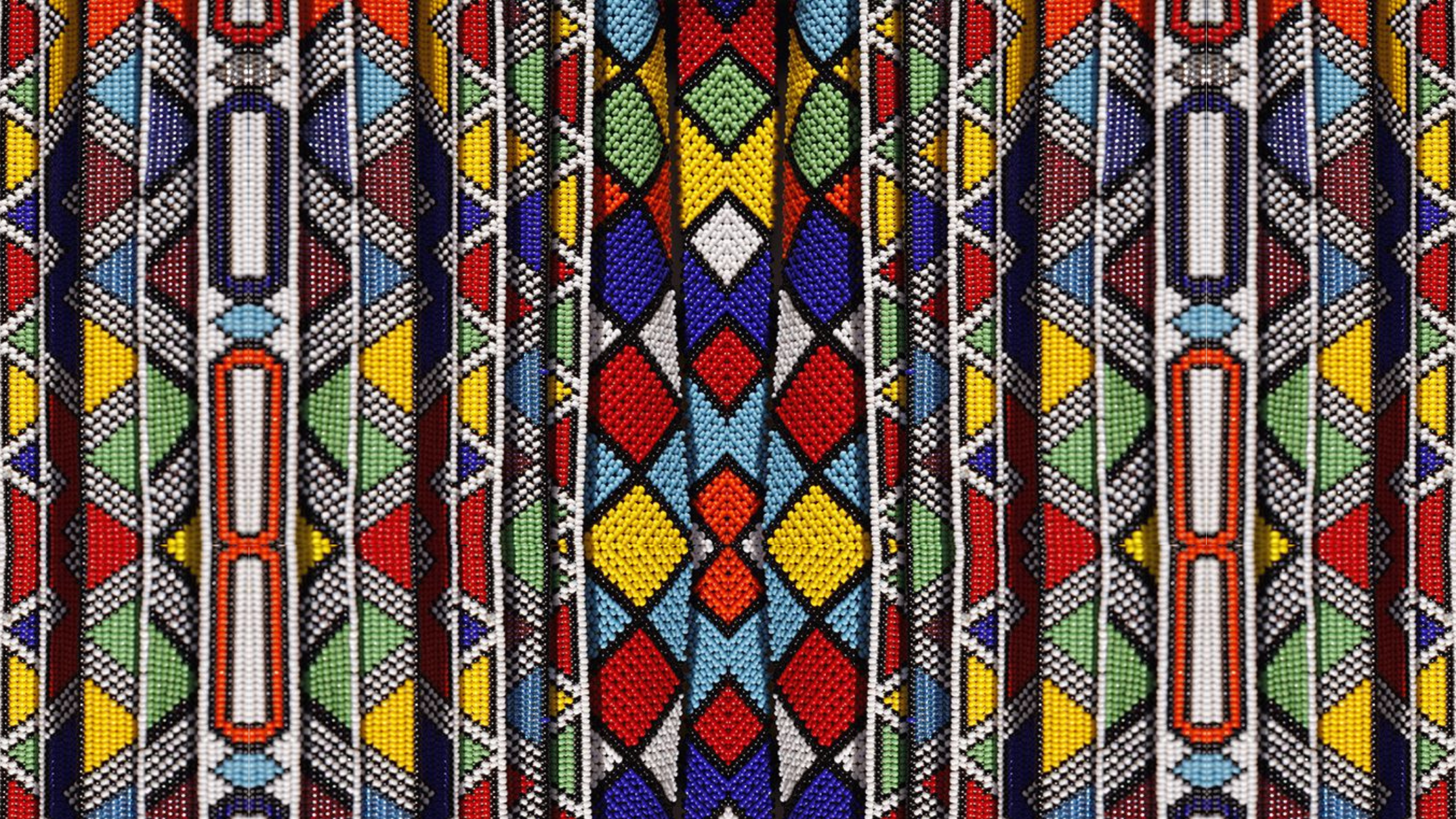 Colorful geometric patterned  bead work with a traditional maasai design.