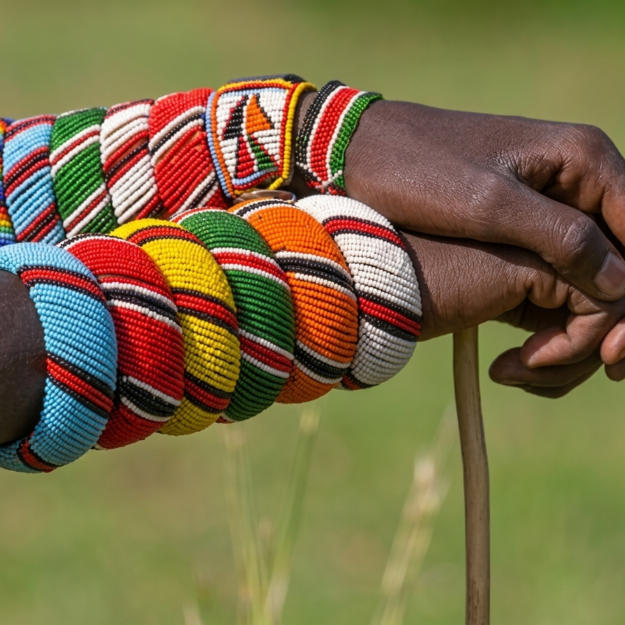 Colorful Beaded Maasai Cuff Bracelet