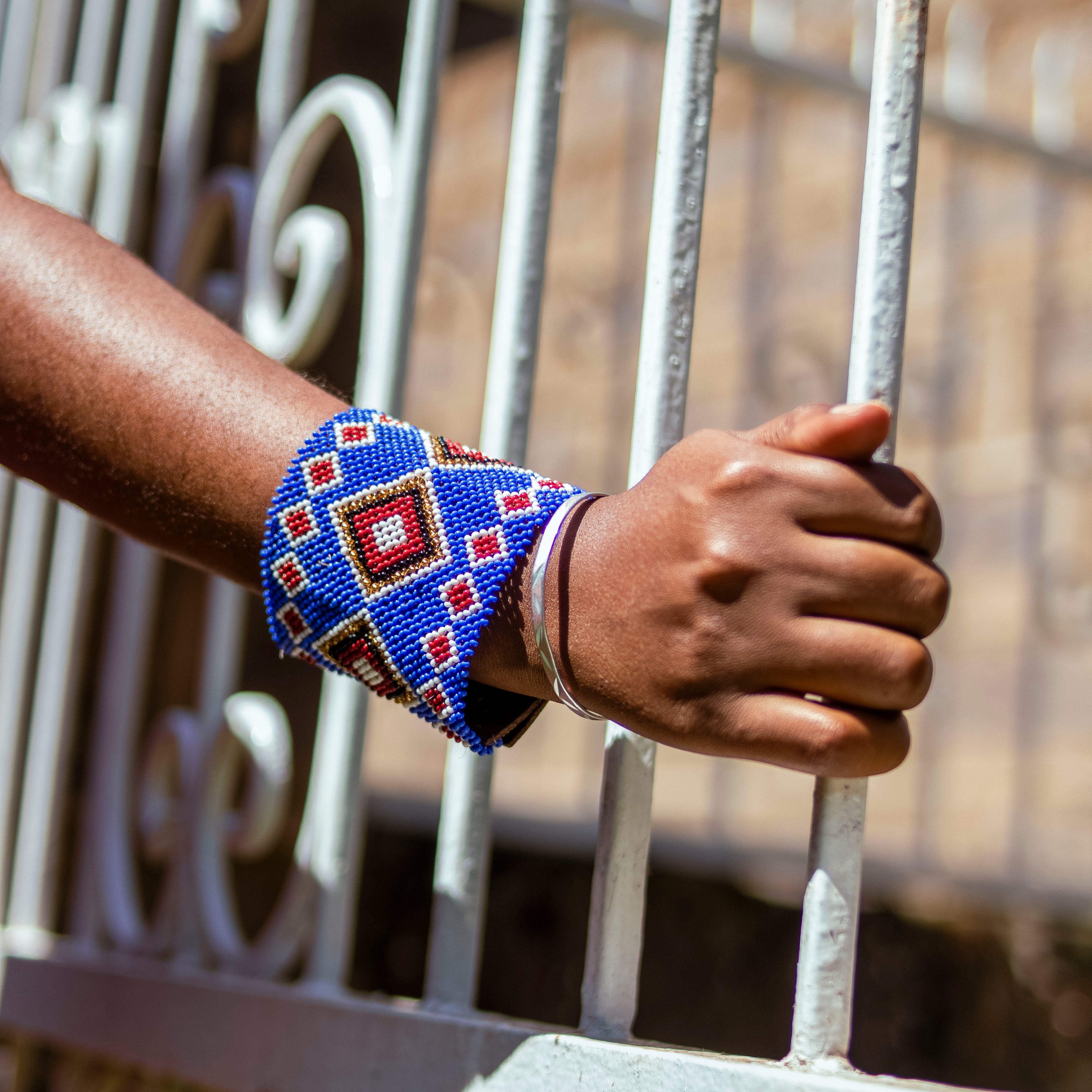 BLUE PATTERN MAASAI BEADED JEWELY FROM ENKANASHE JEWELRY KENYA