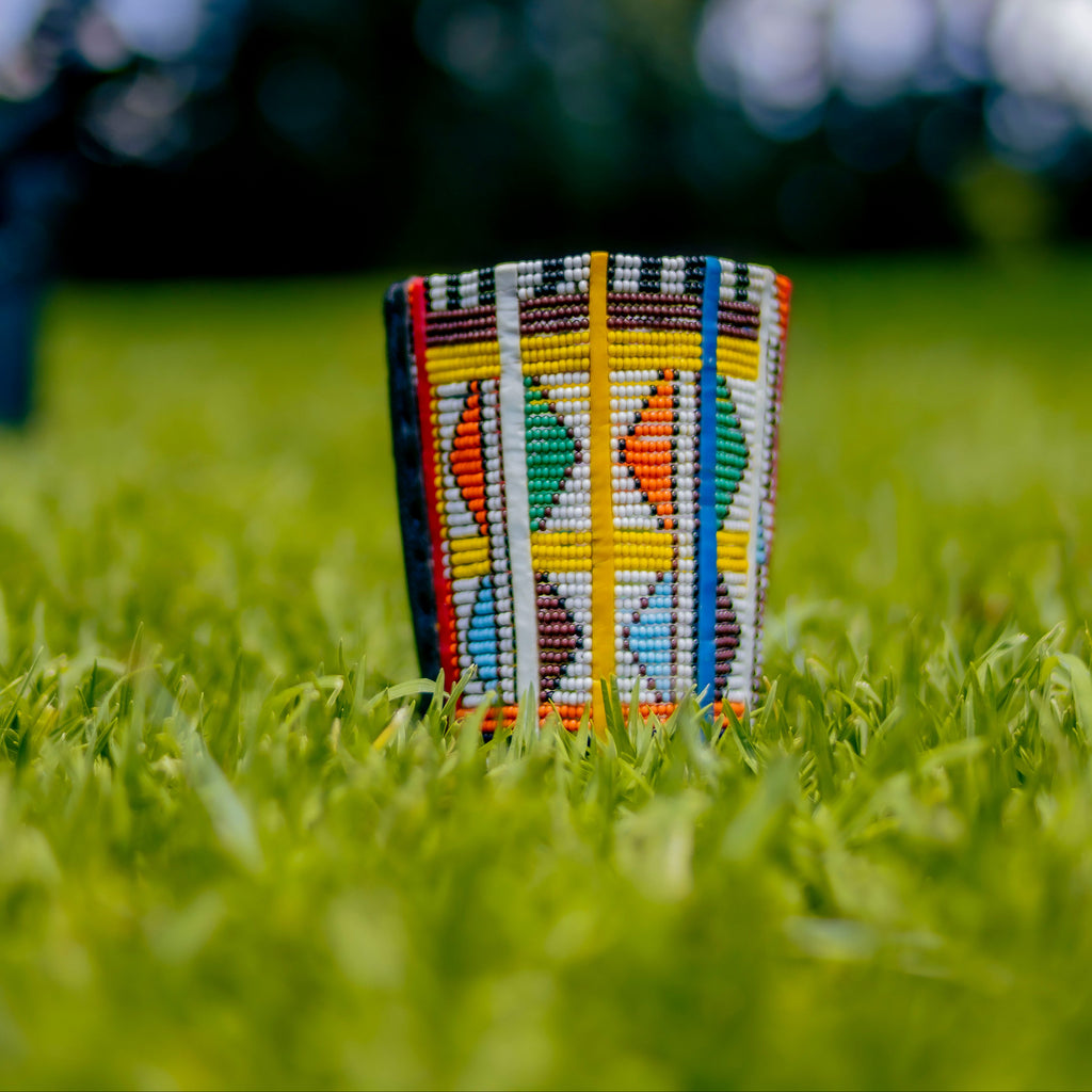 Colourful Beaded Maasai leather 3-Snap Button Bracelet